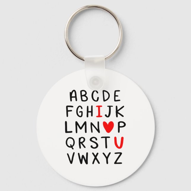 Abc Alphabet I Love You Englieacher Valentines  Key Ring (Front)