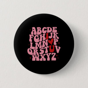 Abc Alphabet I Love You English Teacher Valentines 6 Cm Round Badge
