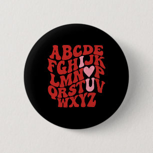 Abc Alphabet I Love You English Teacher Valentines 6 Cm Round Badge