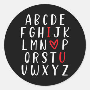 Abc Alphabet I Love You English Teacher Valentines Classic Round Sticker