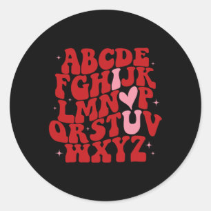 Abc Alphabet I Love You English Teacher Valentines Classic Round Sticker