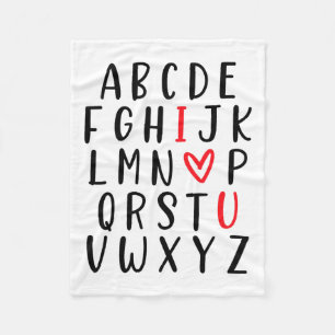 Abc Alphabet I Love You English Teacher Valentines Fleece Blanket