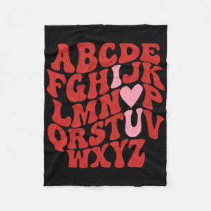 Abc Alphabet I Love You English Teacher Valentines Fleece Blanket