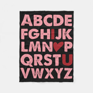 Abc Alphabet I Love You English Teacher Valentines Fleece Blanket