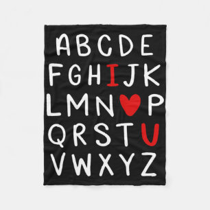 Abc Alphabet I Love You English Teacher Valentines Fleece Blanket