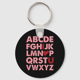 Abc Alphabet I Love You English Teacher Valentines Key Ring