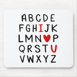 Abc Alphabet I Love You English Teacher Valentines Mouse Mat