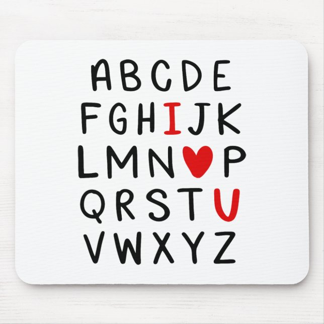 Abc Alphabet I Love You English Teacher Valentines Mouse Mat (Front)