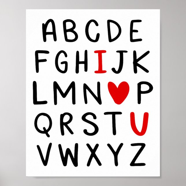 Abc Alphabet I Love You English Teacher Valentines Poster (Front)