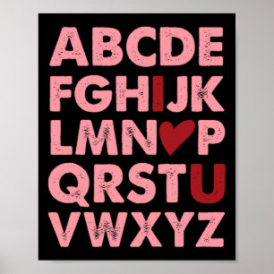 Abc Alphabet I Love You English Teacher Valentines Poster