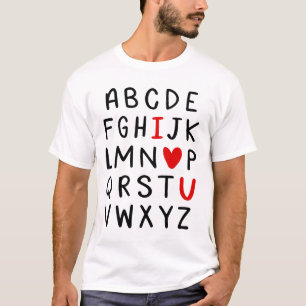 Abc Alphabet I Love You English Teacher Valentines T-Shirt