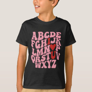 Abc Alphabet I Love You English Teacher Valentines T-Shirt