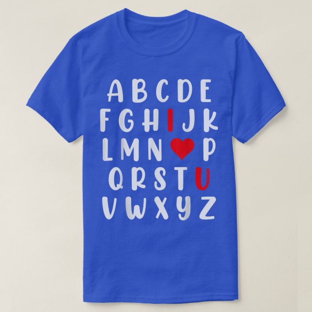 Abc Alphabet I Love You English Teacher Valentines T-Shirt (Design Front)