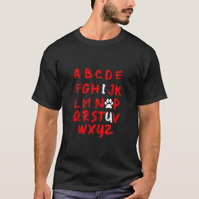 ABC Alphabet I Love You For Dog Lovers on Valentin T-Shirt (Front)