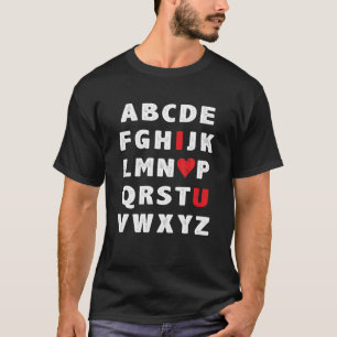 ABC Alphabet I Love You Valentines Day English Tea T-Shirt