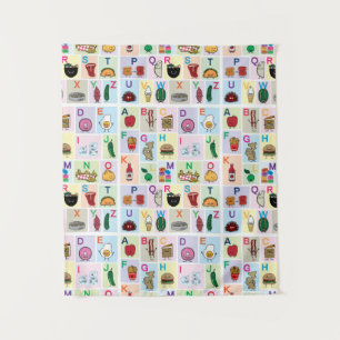 ABC Alphabet learning letters happy cute foods Tapestry
