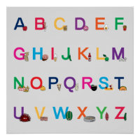 ABC Alphabet learning letters Happy Foods Design
