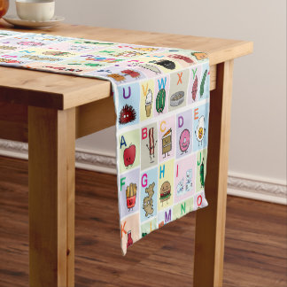 ABC Alphabet learning letters happy foods learn Short Table Runner