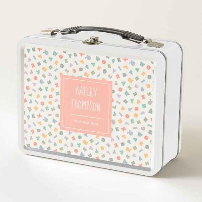 ABC Alphabet Personalised Name Metal Lunchbox (Front)