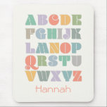 ABC Alphabet Personalised Name Mouse Mat<br><div class="desc">A colourful,  retro Alphabet design that can be personalised for your child. Inspired by retro typefaces and boho style,  this design can be customised with a child's name,  monogram,  or other text. Gender-neutral colours; purple,  green,  orange,  yellow,  teal,  turquoise,  grey,  brown,  cream.</div>