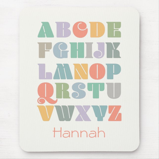 ABC Alphabet Personalised Name Mouse Mat (Front)
