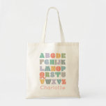 ABC Alphabet Personalised Name Tote Bag<br><div class="desc">A colourful,  retro Alphabet design that can be personalised for a child. Inspired by retro typefaces and boho design,  this cover can be personalised with a name,  monogram,  or other text. Gender-neutral colours; purple,  green,  orange,  yellow,  teal,  turquoise,  grey,  brown,  cream.</div>