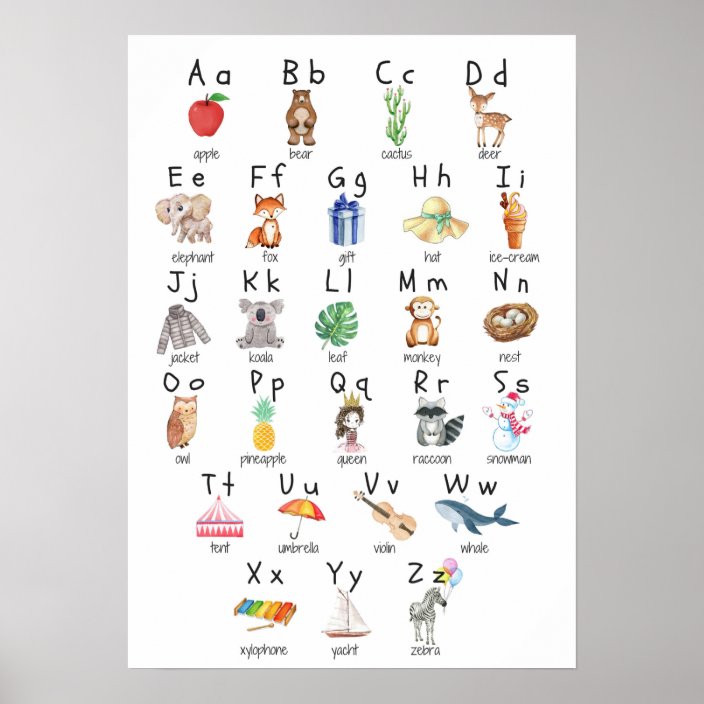 ABC Alphabet Poster Kids | Zazzle.co.uk