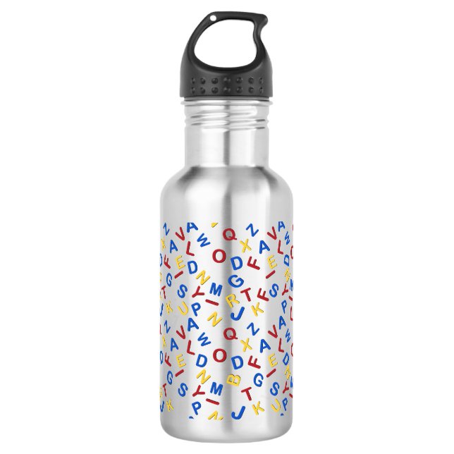 ABC Alphabet Red Yellow Blue 532 Ml Water Bottle (Front)