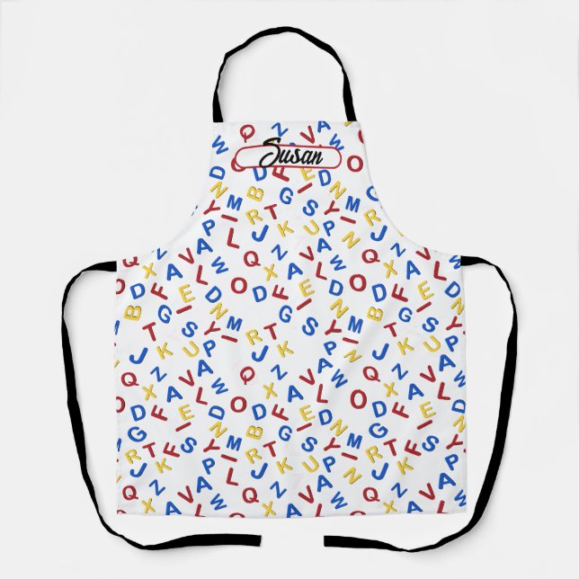 ABC Alphabet Red Yellow Blue Apron (Front)
