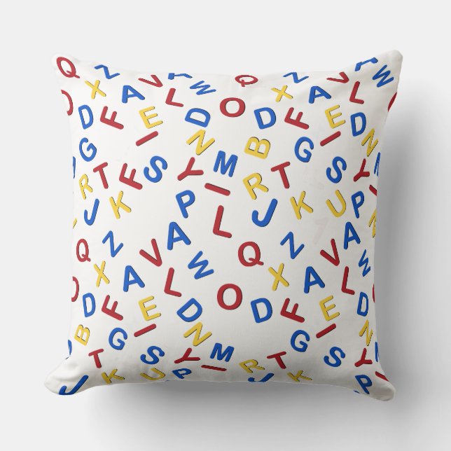 ABC Alphabet Red Yellow Blue Cushion (Front)