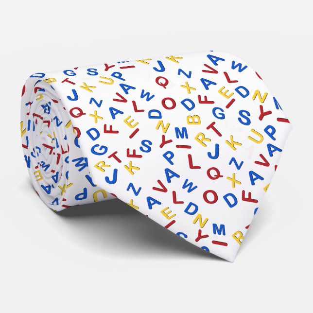 ABC Alphabet Red Yellow Blue  Tie (Rolled)