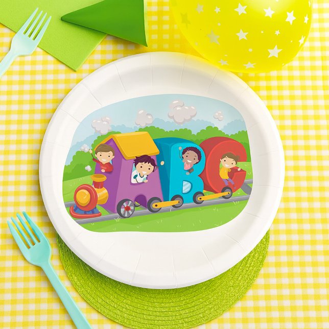 ABC Alphabet Train with Kids Fun Educational Paper Plate (Creator Uploaded)