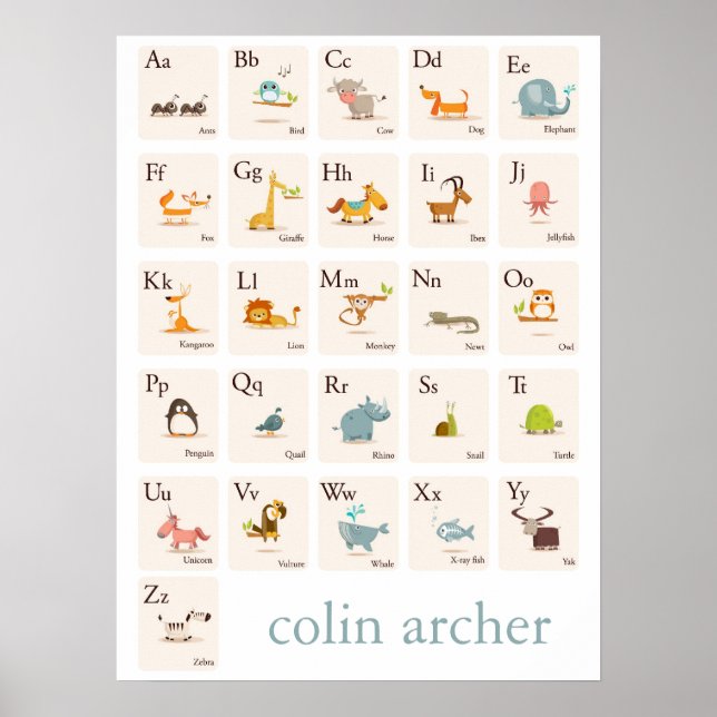 ABC Animal Nursery Print (Front)
