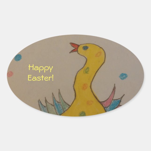 #ABC Art by Children, Easter Duck Oval Sticker (Front)