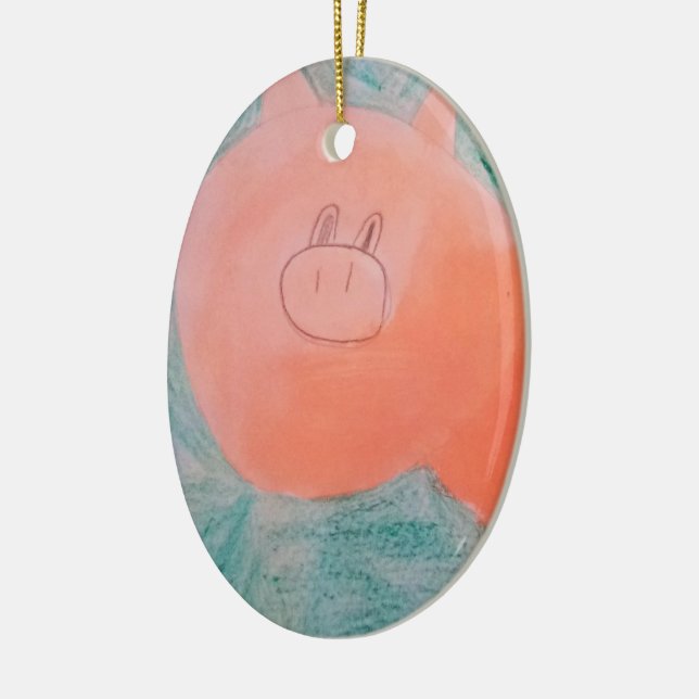 #ABC Art by Children, Pink Orange Pig Ceramic Tree Decoration (Left)