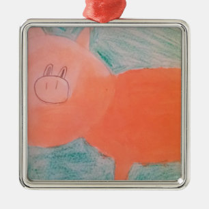 #ABC Art by Children, Pink Orange Pig Metal Tree Decoration