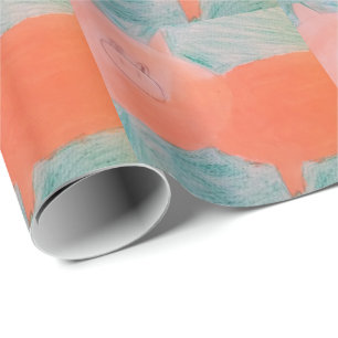 #ABC Art by Children, Pink Orange Pig Wrapping Paper