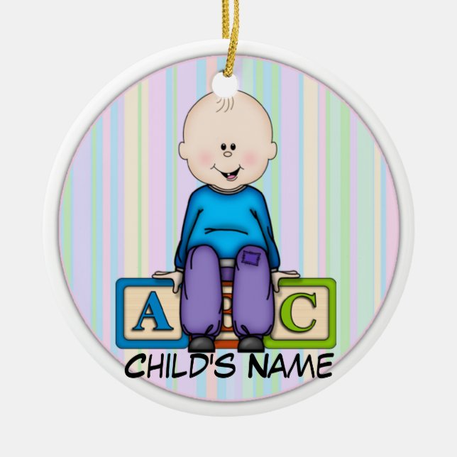 ABC Baby Boy Ceramic Tree Decoration (Front)