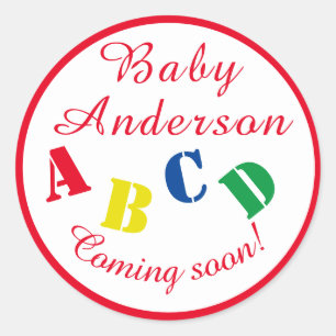 ABC Baby Shower Classic Round Sticker