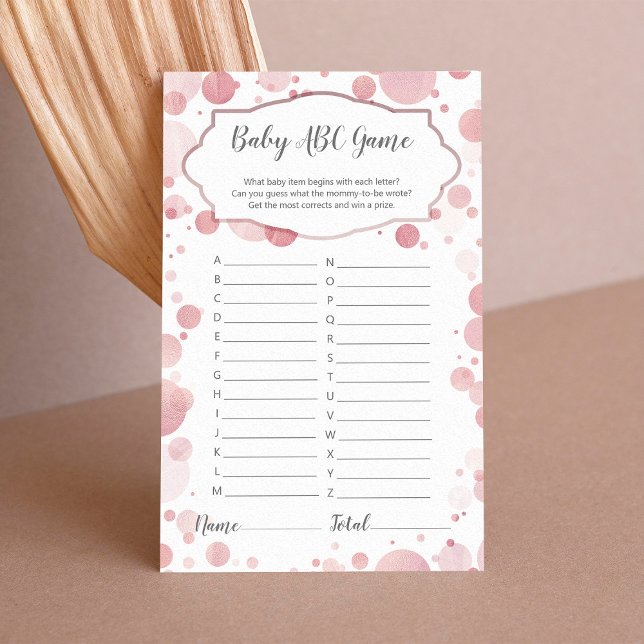 ABC Baby Shower Game, Blush Pink White Polka dots (Creator Uploaded)