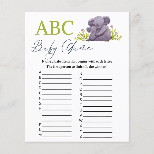 ABC Baby shower games (Front)