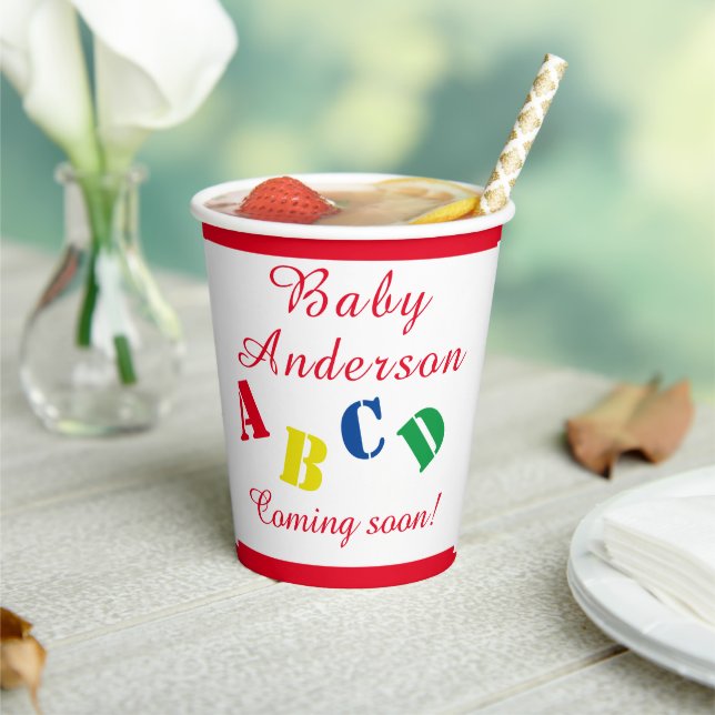 ABC Baby Shower Paper Cups (Insitu)