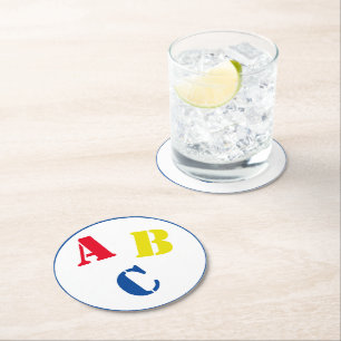 ABC Baby Shower Round Paper Coaster