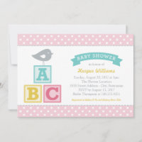 ABC Blocks Pink Bird Baby Girl Shower