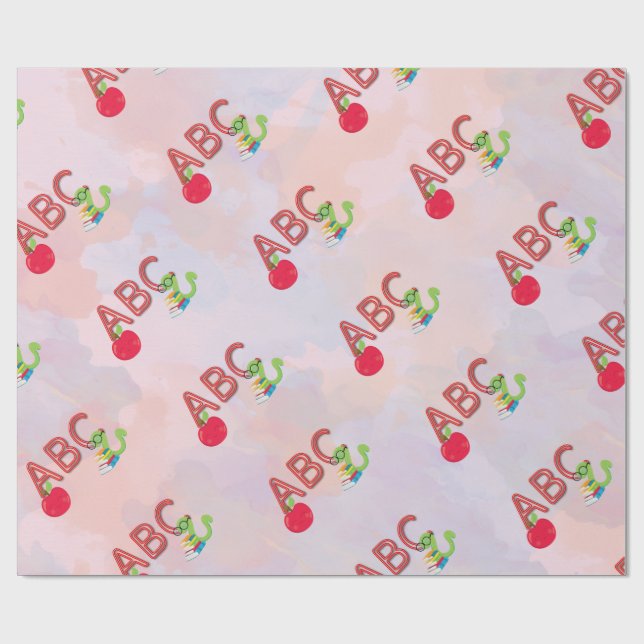ABC Bookworm Pattern Wrapping Paper (Flat)