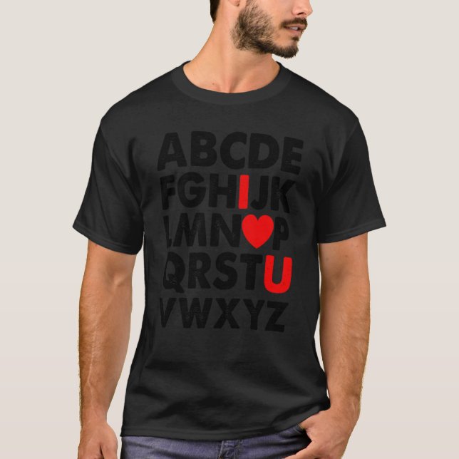 ABC Chalk Alphabet I Love You English Teacher Vale T-Shirt (Front)