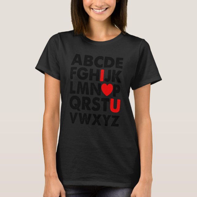 ABC Chalk Alphabet I Love You English Teacher Vale T-Shirt (Front)