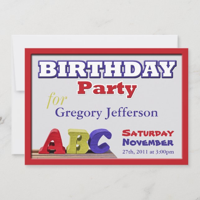 ABC Child Birthday Invitations (Front)