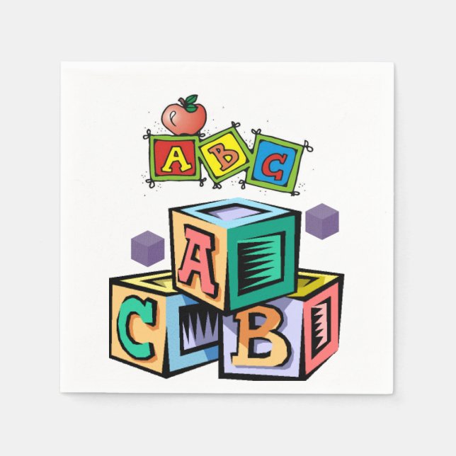 abc children's baby shower napkins first birthday (Front)
