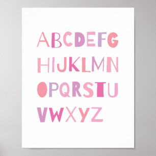ABC Colourful Alphabet Nursery Art Decor Girl